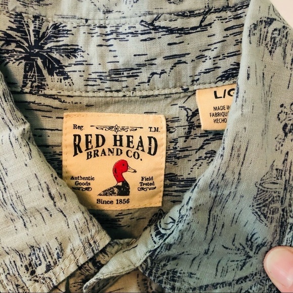 RedHead Island Fishing Themed Button Up - Picture 2 of 3